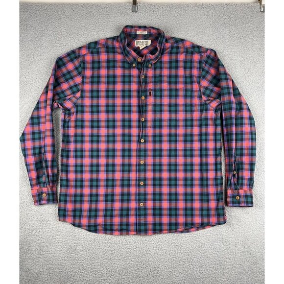 Men's Duluth Trading Co Long Sleeve Plaid Flannel Button Up Shirt Pink XL Tall - Picture 1 of 11